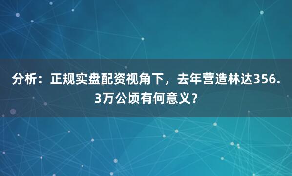 分析：正规实盘配资视角下，去年营造林达356.3万公顷有何意义？