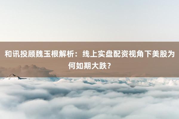 和讯投顾魏玉根解析：线上实盘配资视角下美股为何如期大跌？
