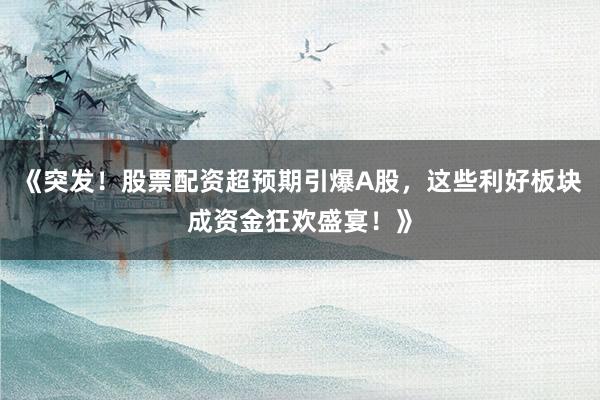 《突发！股票配资超预期引爆A股，这些利好板块成资金狂欢盛宴！》