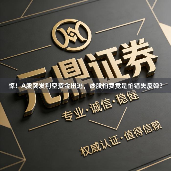 惊！A股突发利空资金出逃，炒股怕卖竟是怕错失反弹？