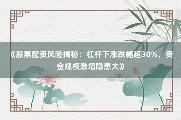 《股票配资风险揭秘：杠杆下涨跌幅超30%，资金规模激增隐患大》