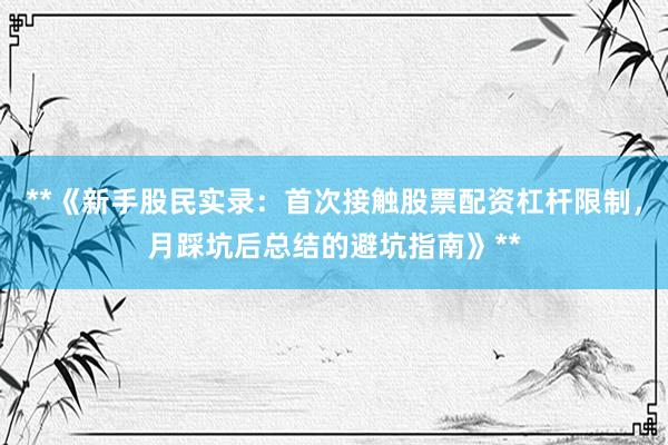 **《新手股民实录：首次接触股票配资杠杆限制，月踩坑后总结的避坑指南》**