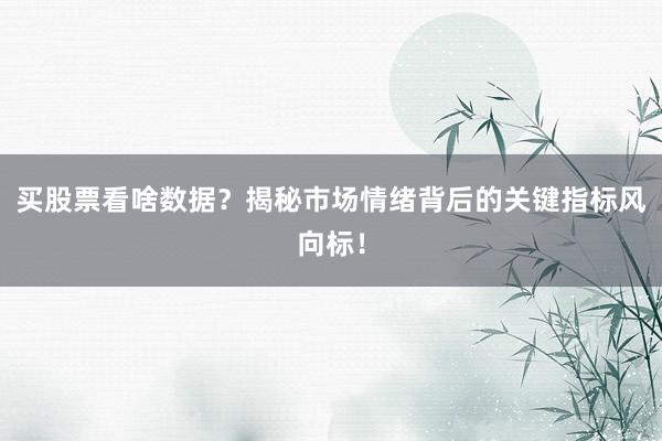 买股票看啥数据？揭秘市场情绪背后的关键指标风向标！