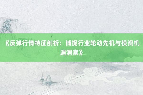 《反弹行情特征剖析：捕捉行业轮动先机与投资机遇洞察》