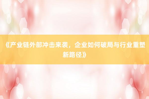 《产业链外部冲击来袭，企业如何破局与行业重塑新路径》