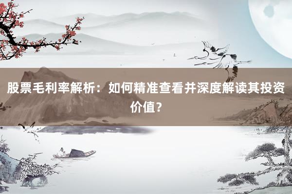 股票毛利率解析：如何精准查看并深度解读其投资价值？